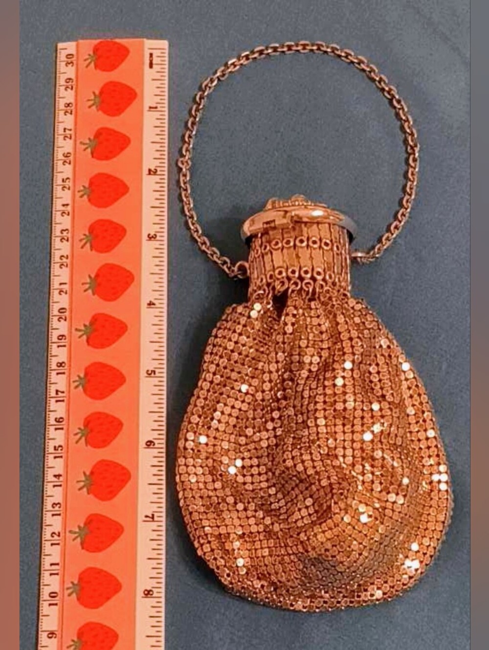 ​VTG 1920s Whiting & Davis Mesh Gate-Top Beggar’s Bag Purse Rhinestone Lid - Picture 10 of 11